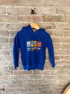 Saint Louis Crystal Kids Bright Blue Hoodie with Colorful Zoo Graphic